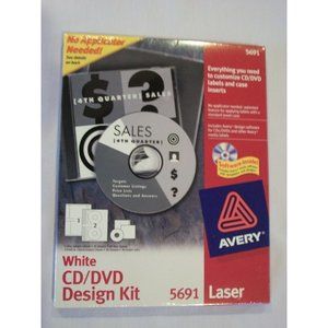 Avery 5691 White CD DVD Design Kit Labels CD/DVD Laser Jewel Case Inserts 30 set